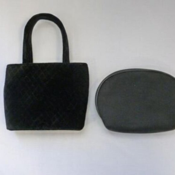 Isabella Fiore Black Set of 2 Velvet Sequins Small Coin Purse MINI BAG COSMETIC - Picture 10 of 11